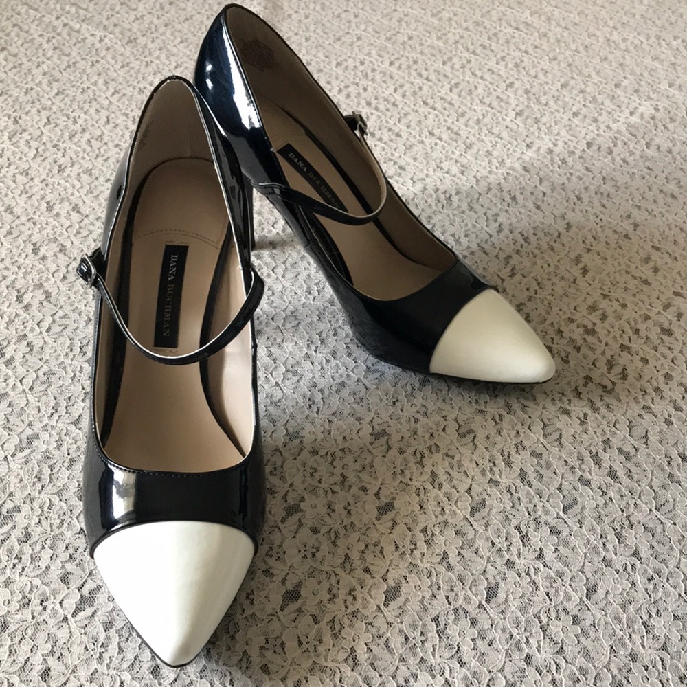 Black and White Patent Leather Heels